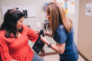 medical professional with patient