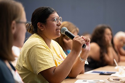 audience member with microphone