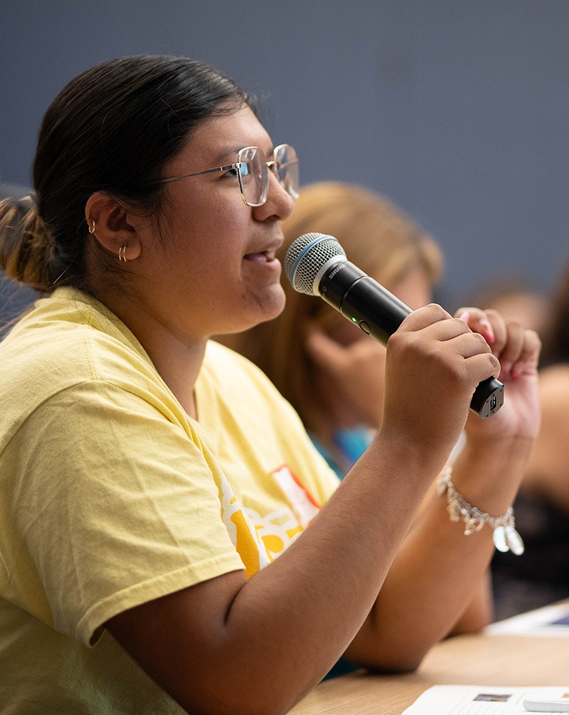 audience member with microphone