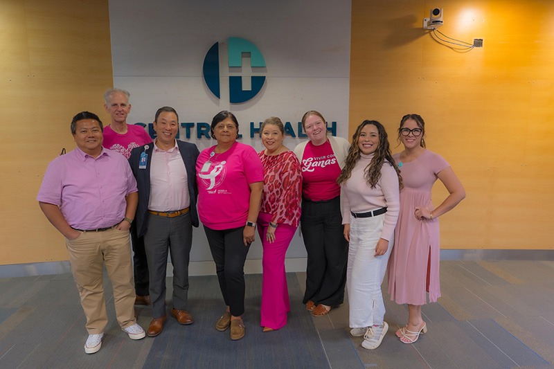 Central Health employees wearing pink