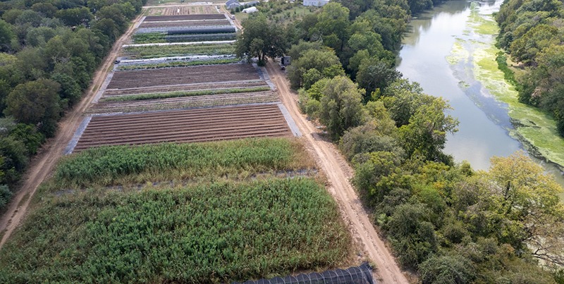 farm field near river