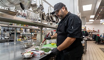 chef in an industrial kitchen