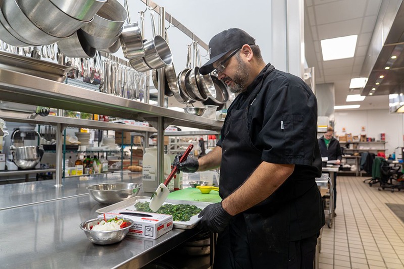 chef in an industrial kitchen