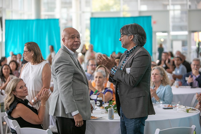 Shannon Jones speaking at a podium