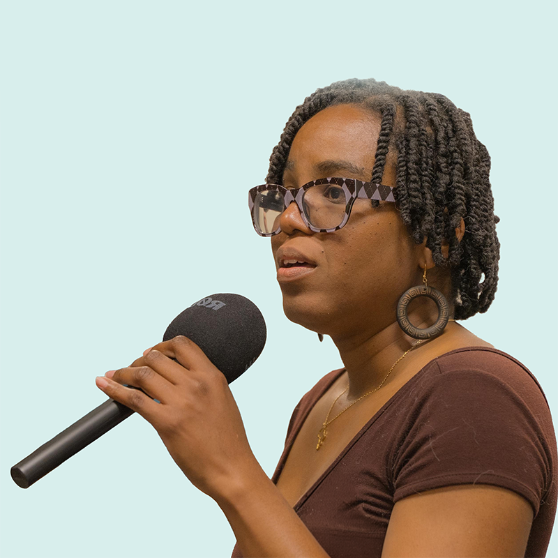 woman with microphone