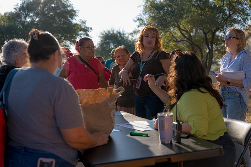 people meeting outside