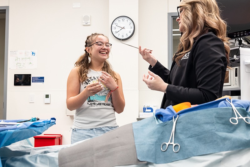 happy student in educational surgery setting