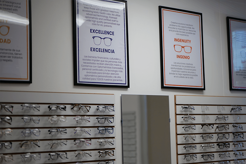 glasses on shelves