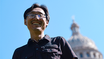 Matthew Seno with capital building in background